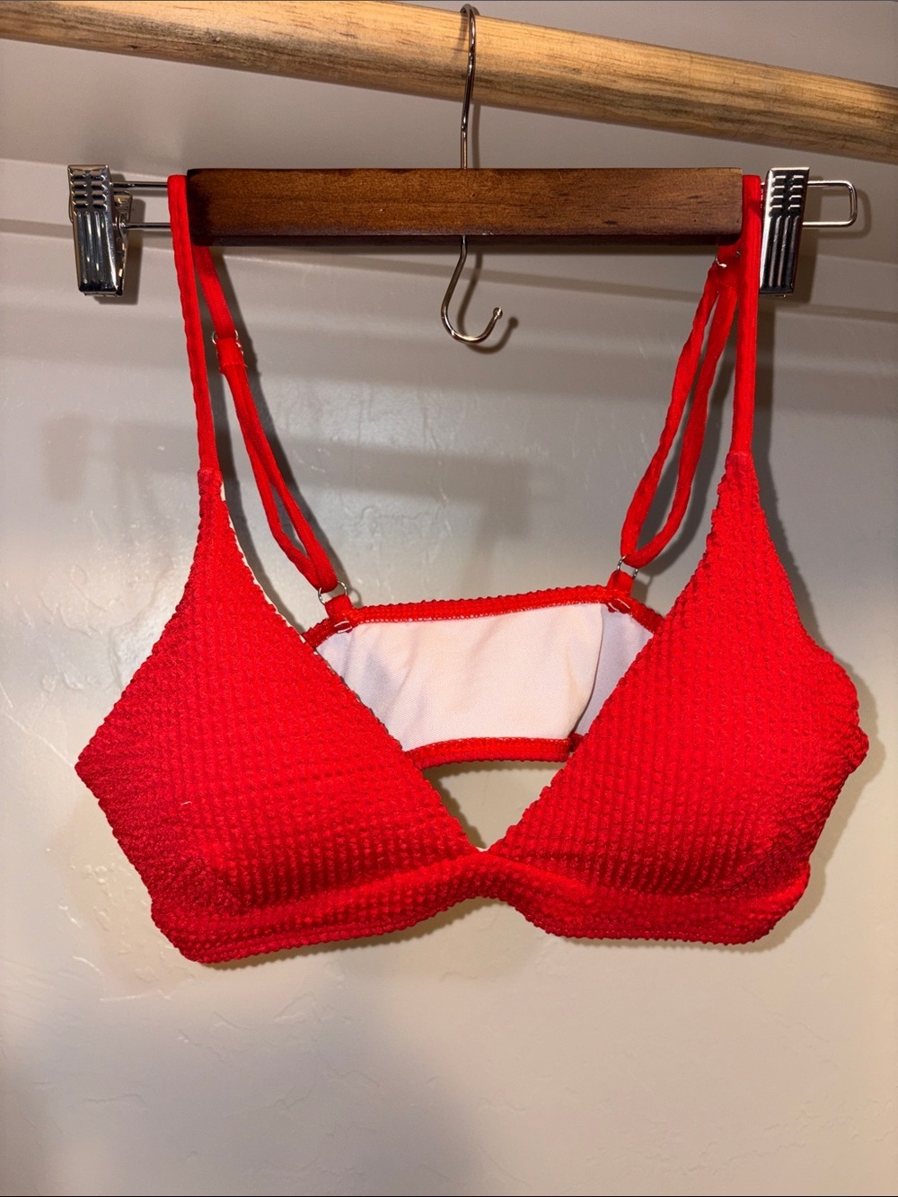 Red Textured Bikini Top - Women Swim Bikinis
